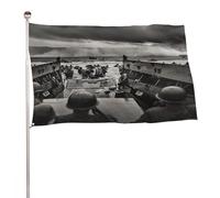 Photo du drapeau du débarquement de Normandie Drapeau de jardin pour extérieur Drapeau de jardin Drapeau de bienvenue Drapeau de jardin saisonnier Drapeau de maison Drapeau extérieur 152,4 x 243,8 cm