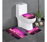 Photo du Paysage Urbain De Los Angeles Au Coucher du Soleil Néon Lot De 3 Tapis Bain Lavable Tapis WC Durable Carpettes De Toilette pour Douche Chambre À Coucher Intérieur
