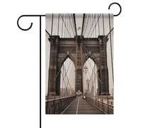 Photo du pont de Brooklyn Drapeau de jardin d'été double face 30,5 x 45,7 cm Drapeaux de jardin Printemps Soleil Drapeaux de jardin Saisonnier Bienvenue Drapeau extérieur Décoration