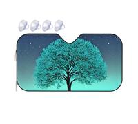 Photo d'un Arbre Turquoise Au Clair De Lune Voiture Couverture Pare Brise Pliable Pare-Soleil avec Ventouses Voiture Housses De Soleils pour Voitures Berlines SUV 70x130cm