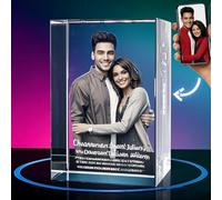 Photo en cristal 3D personnalisée - Cadeau parfait pour homme ou femme - Image 3D en cristal gravé sur mesure - Cadeau pour la fête des pères, la fête des mères, Noël, un anniversaire, la