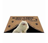 Photo Et Nom Personnalisés du Chien, Pas Besoin De Frapper, Je Sais Que Vous Êtes Là Tapis De Porte Doux Paillasson De Bienvenue Absorbant Tapis De Bain pour Intérieur Bain Terrasse 40X60Cm