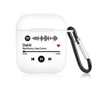 Photo Étui Personnalisé Compatible avec Scannable Code Spotify Coque de Protection Écouteur 2&1 Mignon Cool Musique Housse pour Homme Femme Mari Anniversaire Cadeau Fête des Mères Père Blanc