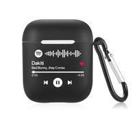 Photo Étui Personnalisé Compatible avec Scannable Code Spotify Coque de Protection Écouteur Mignon Cool Musique Housse pour Homme Femme Mari Anniversaire Cadeau Fête des Mères Père Blanc