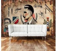 Photo Fond D’Écran 3D Murale Rétro Vintage Brique Mur Coiffeur Barbier Barbier Papier Peint Salon Chambre Tv F Papier Peint 3D Salon Tv Sofa De Séjour Chambre Coucher Mural Murale Enfant-150cm×105cm