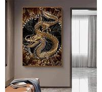 Photo Murale 40x60 cm sans Cadre Dragon doré Chinois Affiche Abstraite et Impression d'art Mural Moderne Photo Salon décor à la Maison