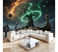 Photo Murale Arbre De Vie Univers 3D Papier Peint Panoramique Voilier Vintage Tapisserie Intissé Salon Poster Décoration Murale pour Chambre Bureau Adulte Enfant 366x254 cm
