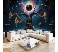 Photo Murale Arbre De Vie Univers 3D Papier Peint Panoramique Volcan Rétro Tapisserie Intissé Salon Poster Décoration Murale pour Chambre Bureau Adulte Enfant 150x100 cm