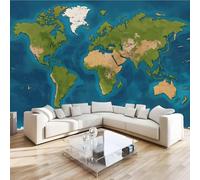Photo Murale Carte Du Monde 3D Papier Peint Panoramique Nord Et Sud Terre Tapisserie Intissé Salon Poster Décoration Murale pour Chambre Bureau Adulte Enfant 150x100 cm