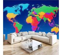 Photo Murale Carte Du Monde 3D Papier Peint Panoramique Nord Et Sud Terre Tapisserie Intissé Salon Poster Décoration Murale pour Chambre Bureau Adulte Enfant 150x100 cm