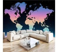 Photo Murale Carte Du Monde 3D Papier Peint Panoramique Nord Et Sud Terre Tapisserie Intissé Salon Poster Décoration Murale pour Chambre Bureau Adulte Enfant 150x100 cm