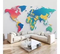 Photo Murale Carte Du Monde 3D Papier Peint Panoramique Nord Et Sud Terre Tapisserie Intissé Salon Poster Décoration Murale pour Chambre Bureau Adulte Enfant 150x100 cm