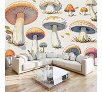 Photo Murale Champignons Colorés 3D Papier Peint Panoramique Peinture Dessin Animé Tapisserie Intissé Salon Poster Décoration Murale pour Chambre Bureau Adulte Enfant 250x175 cm