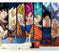 Photo murale en vinyle et papier peint Dragon Ball Super Formes Goku Produit officiel Plusieurs mesures Papier peint photo mural Produit original Décoration intérieure DBS 400x300cm