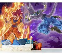 Photo murale en vinyle et papier peint Dragon Ball Super Goku vs Beerus Produit officiel Plusieurs dimensions Photo murale Produit original Décoration intérieure DBS 150 x 100 cm