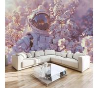 Photo Murale Fleurs Astronaute 3D Papier Peint Panoramique Romance Paysage Tapisserie Intissé Salon Poster Décoration Murale pour Chambre Bureau Adulte Enfant 122x91 cm