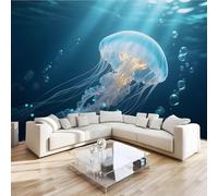 Photo Murale Méduse Brillante 3D Papier Peint Panoramique Sous La Mer Rêve Tapisserie Intissé Salon Poster Décoration Murale pour Chambre Bureau Adulte Enfant 430x300 cm