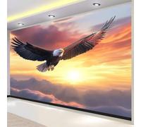 Photo murale - papier peint Papier peint moderne effet 3D représentant un aigle volant au coucher du soleil, idéal pour décorer un mur de salon, une chambre ou un mur derrière une télévision. Dimensi