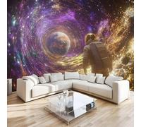 Photo Murale Univers Astronaute 3D Papier Peint Panoramique Espace Fantaisie Tapisserie Intissé Salon Poster Décoration Murale pour Chambre Bureau Adulte Enfant 300x230 cm
