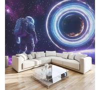 Photo Murale Univers Astronaute 3D Papier Peint Panoramique Espace Planètes Tapisserie Intissé Salon Poster Décoration Murale pour Chambre Bureau Adulte Enfant 300x230 cm