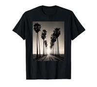 Photo Noir et Blanc de Palmiers Coucher de Soleil Photographie Vintage T-Shirt Graphique avec Valeur, Homme, Noir, L