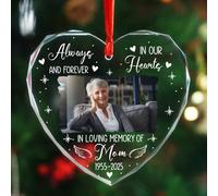 Photo/nom/année d'amour en mémoire de maman en verre en forme de cœur 2025, décoration de Noël personnalisée pour la perte de vos proches, cadeau pour femme, maman, mère, décoration de Noël