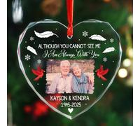 Photo/nom/année - Décoration de Noël commémorative avec inscription « I Am Always with You » en verre - Décoration de Noël personnalisée pour la perte de maman et papa - Souvenir de condoléances