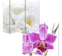 Paravent / cloison de séparation M68, 5 pans, 200x180cm, motif orchidée Multicolore