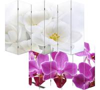 Paravent / cloison de s?paration M68, 6 pans, 240x180cm, motif orchid?e