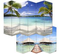 Paravent / cloison de séparation M68, 6 pans, 240x180cm, motif plage