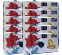 PHOTO PORST 10x 1A Appareil Photo jetable Appareil Photo de fête édition Appareil Photo de Mariage Rose Rouge + Anneaux 27 clichés chacun (Paquet de 10)