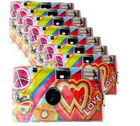 PHOTO PORST Lot de 8 appareils photo jetables 1A Edition Love Kult, Rainbow avec cœurs, avec flash, piles et film (lot de 8, 27 prises chacune, 35 mm, couleur, automatique, MHD 03-2025)