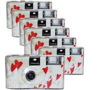 PHOTO PORST TopShot Flying Hearts Lot de 7 appareils photo jetables Édition cœurs volants (27 photos, flash, lot de 7)