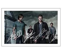 Photo pré-imprimée de Jensen Ackles, Misha Collins, Mark Sheppard et Jared Padalecki - Supernatural - Autographe - Cadeau, Pleine couleur, 12x8 Inches 304.8 mm x 203.2 mm