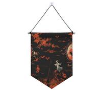 Photo Riders in The Sky Bannière d'Halloween à suspendre avec tige télescopique - Décoration de terrasse extérieure pour porte, murs, fenêtres, jardins, cour suministros para fiesta de a?o nuevo