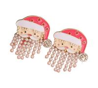 Photo saisonnière Boucles d ' oreilles Père Noël Longues | Bijoux longs pendants avec détails accentués de pierre pour les tenues de Noël, les rassemblements, les photos