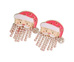Photo saisonnière Boucles d ' oreilles Père Noël Longues | Bijoux longs pendants avec détails accentués de pierre pour les tenues de Noël, les rassemblements, les photos