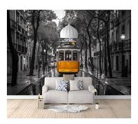Photo Self-adhesive Wallpaper Black White City Building Yellow Car 100x70cm Bedroom Sofa Tv Backdrop 3D Murals Living Room The Wall For Effect Mural