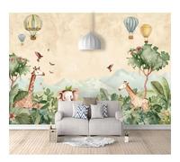 Photo Self-adhesive Wallpaper Cartoon animal forest hot air balloon 100x70cm Mural Picture Murals 3D Living Room The Wall for Bedroom Border