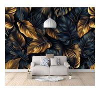 Photo Self-adhesive Wallpaper Dark leaves are golden 100x70cm Pattern Mural Picture Murals 3D Living Room The Wall for Bedroom Border