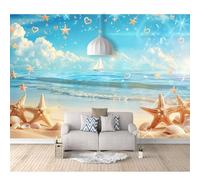 Photo Self-adhesive Wallpaper Mural 3D Beach shells sea cloud landscape 100x70cm Bar Office Living Restaurant Clothing Shop Corridor Hotel Wall Decoration Art Poster