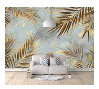 Photo Self-adhesive Wallpaper Stickers 3D Golden-gray tropical foliage plant 100x70cm Wall Picture Decoration Mural Art Giant Posters For Bedrooms Living Room Office Dining