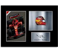 Photo signée de Carlos Sainz 2024 pour casque de voiture A4 pour les fans de course de F1