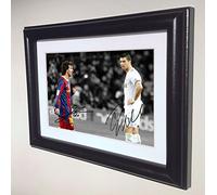 Photo signée par Lionel Messi Barcelone et Cristiano Ronaldo Real Madrid, avec cadre photo, autographe.