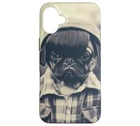 Photo vintage mignonne drôle carlin emo coiffure photo Coque pour iPhone 16 Plus
