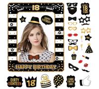 Photobooth 18 Ans,34PCS Kit Photobooth Anniversaire,Accessoires Photobooth Anniversaire,Accessoires Photobooth Anniversaire avec Cadre Photo 18 Ans,Photobooth Props Accessoires de Selfie Décoration