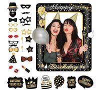 Photobooth,34PCS Kit Photobooth Anniversaire,Accessoires Photobooth Anniversaire,Accessoires Photobooth Anniversaire avec Cadre Photo,Photobooth Anniversaire Props Accessoires de Selfie Décoration