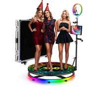 Photobooth à 360° avec logo personnalisé, contrôle par application ou télécommande, étui de transport parfait pour les fêtes et les mariages