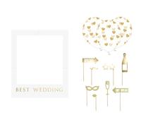 Photobox accessoires pour le mariage avec des ballons 12pcs blanc / or