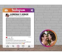 Photocall en carton Instagram personnalisé événements ou célébrations ponctuelles | Dimensions 80 x 100 cm | Fenêtres découpées | Photocall amusant | Accessoires